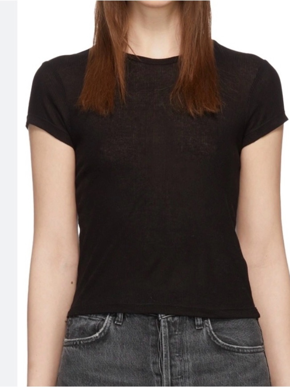 NWT AGOLDE Black Ren T-Shirt short sleeve Viscose Ribbed size medium